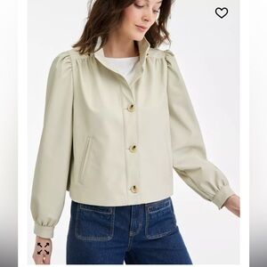 Women’s Light Sage Puff-Sleeve Bomber Jacket